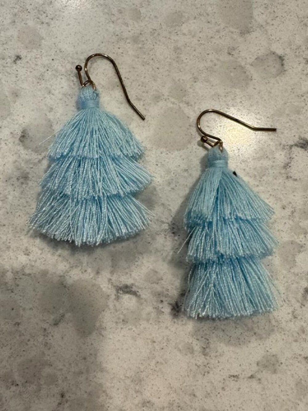 Boho Baby Blue Tassel Earrings